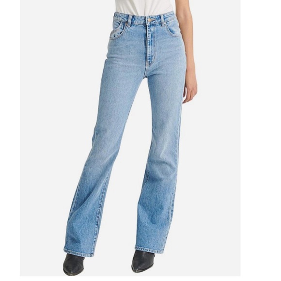 WOMEN’S STYLISH ROLLAS DUSTERS SLIM BOOTCUT HIGH RISE JEANS IN BRAD BLUE EUC - Picture 6 of 12